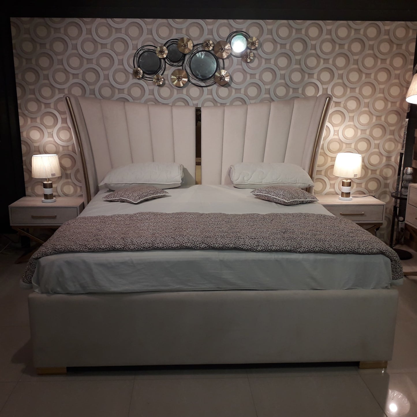 The Elegance Royale Premium Upholstered Wooden Bed Set