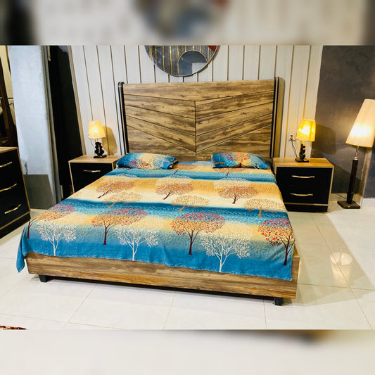 "Oakwood Elegance Bed Set – Modern Luxury Design