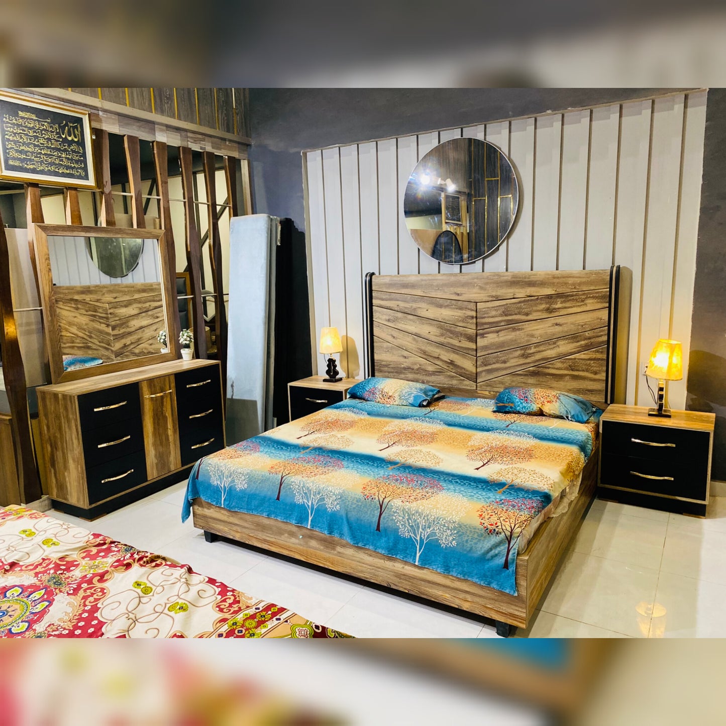 "Oakwood Elegance Bed Set – Modern Luxury Design