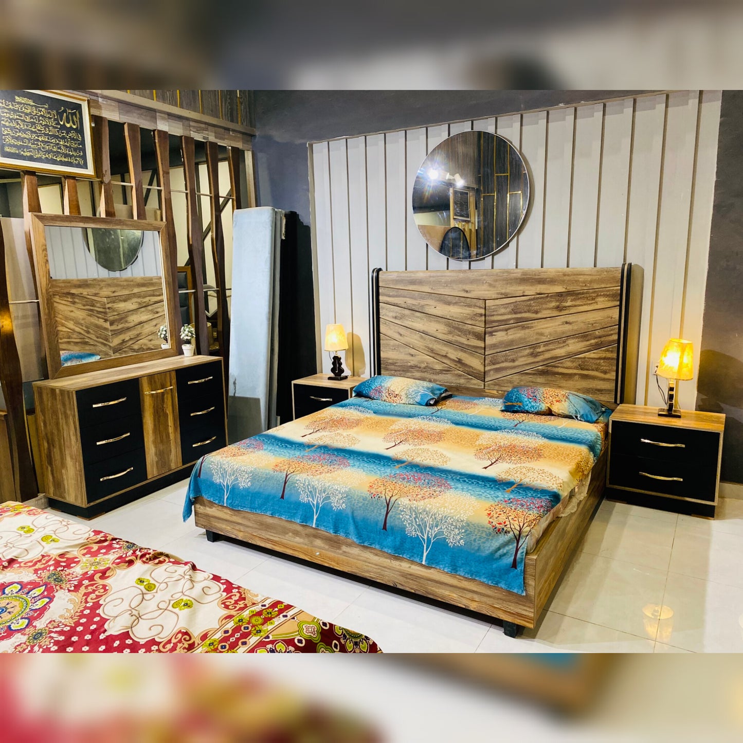 "Oakwood Elegance Bed Set – Modern Luxury Design